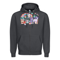 Smoke unicorn coffee cups Zipper Hoodie - NancyCooperArtShop