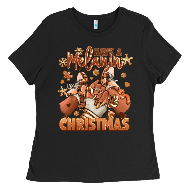 Have A Melanin Christmas Black Girl Sneakers Ladies Tee by RanaPortraitStore | Teevron