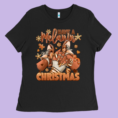Ladies Tee Have a melanin Christmas black girl sneakers