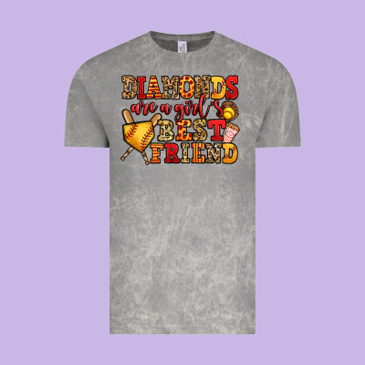 Diamonds Are A Girl's Best Friend Softball Vintage Tee Designed By Jasminsmagicworld