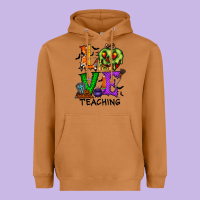 Love Taching Halloween Heavyweight Hoodie Designed By Racoondesign