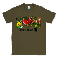 Army Green peace love  elf Classic Tee - AdoDesignShop