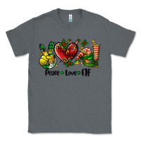 Charcoal Heather peace love  elf Classic Tee - AdoDesignShop