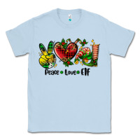 Dusty Blue peace love  elf Classic Tee - AdoDesignShop