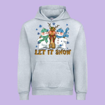 Let It Snow Reindeer Snowman Urban Hoodie Designed By Cowgirlartshop