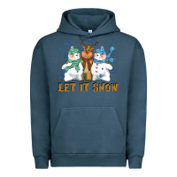 Pigment Midnight Navy let it snow reindeer snowman Urban Hoodie - CowGirlArtShop