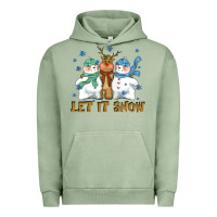 Pigment Oil Green let it snow reindeer snowman Urban Hoodie - CowGirlArtShop