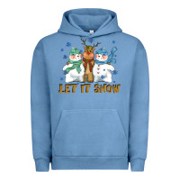 Pigment Pebble Blue let it snow reindeer snowman Urban Hoodie - CowGirlArtShop