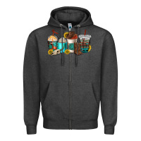 Charcoal Heather western coffee cups Zipper Hoodie - NancyCooperArtShop