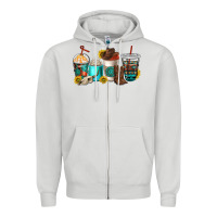 Dove Grey western coffee cups Zipper Hoodie - NancyCooperArtShop