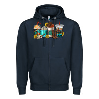 Navy western coffee cups Zipper Hoodie - NancyCooperArtShop
