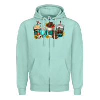 Seafoam western coffee cups Zipper Hoodie - NancyCooperArtShop