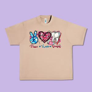 Peace Love Dental Urban Heavy Tee Designed By Adodesignshop