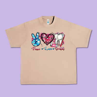 Peace Love Dental Urban Heavy Tee Designed By Adodesignshop