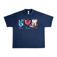 Navy peace love dental Urban Heavy Tee - AdoDesignShop