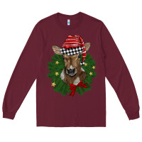 Burgundy christmas wreath baby calf Long Sleeve Tee - BarkalooDesign