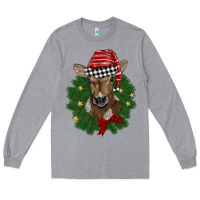 Heather Grey christmas wreath baby calf Long Sleeve Tee - BarkalooDesign
