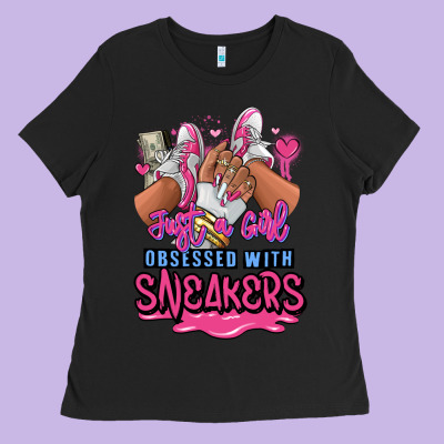 Ladies Tee Just a girl obsessed with sneakers