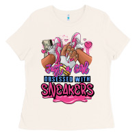 Bone Just a girl obsessed with sneakers Ladies Tee - RanaPortraitStore