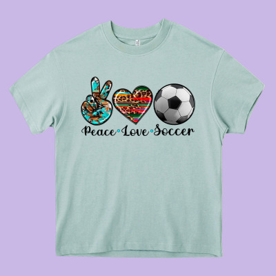 Peace Love Soccer Heavy Core Tee Designed By Artiststas