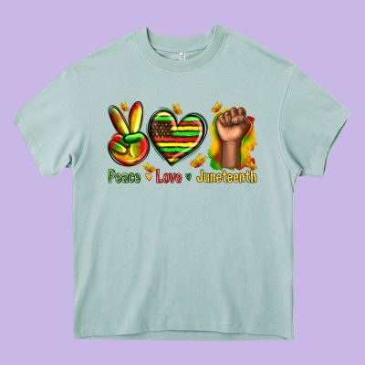 Peace Love Juneteenth Heavy Core Tee Designed By Texasbilliewilder