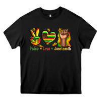 Black peace love juneteenth Heavy Core Tee - texasbilliewilder