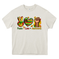 Cream peace love juneteenth Heavy Core Tee - texasbilliewilder