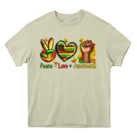 Mossy peace love juneteenth Heavy Core Tee - texasbilliewilder