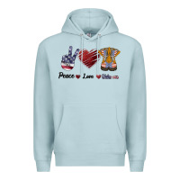 Blue Mist Peace Love Veteran Premium Hoodie - Bettercallsaul