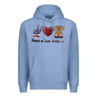 Colony Blue Peace Love Veteran Premium Hoodie - Bettercallsaul
