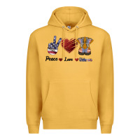 Mustard Peace Love Veteran Premium Hoodie - Bettercallsaul