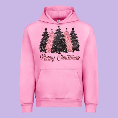 Pink Merry Christmas Urban Hoodie Designed By Cowgirlartshop
