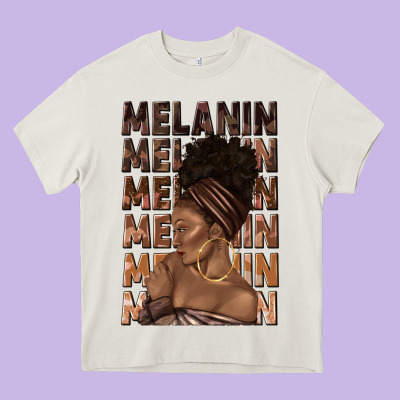 Melanin Melanin Melanin With Afro Girl Heavy Core Tee Designed By Texasbilliewilder