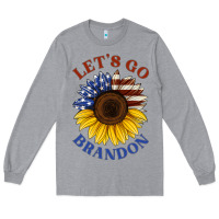 Heather Grey American flag sunflower Long Sleeve Tee - Jasminsmagicworld