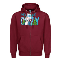 Burgundy lets get cozy Zipper Hoodie - NancyCooperArtShop