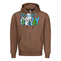 Chestnut lets get cozy Zipper Hoodie - NancyCooperArtShop