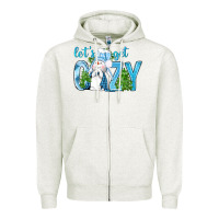 Oatmeal Heather lets get cozy Zipper Hoodie - NancyCooperArtShop