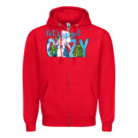 Red lets get cozy Zipper Hoodie - NancyCooperArtShop