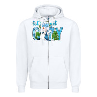White lets get cozy Zipper Hoodie - NancyCooperArtShop