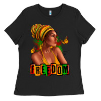 Black Juneteenth freedom afro woman Ladies Tee - RanaPortraitStore