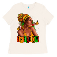 Juneteenth Freedom Afro Woman Ladies Tee | Teevron