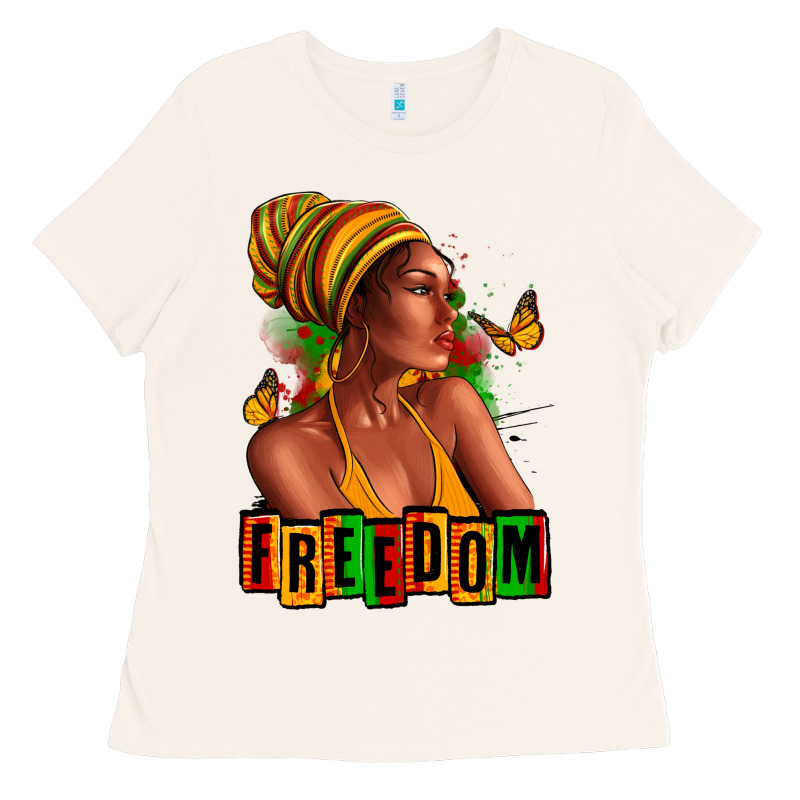 Juneteenth Freedom Afro Woman Ladies Tee by RanaPortraitStore | Teevron