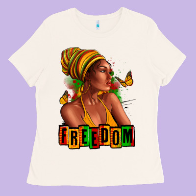 Ladies Tee Juneteenth freedom afro woman