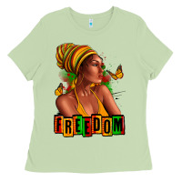 Matcha Juneteenth freedom afro woman Ladies Tee - RanaPortraitStore