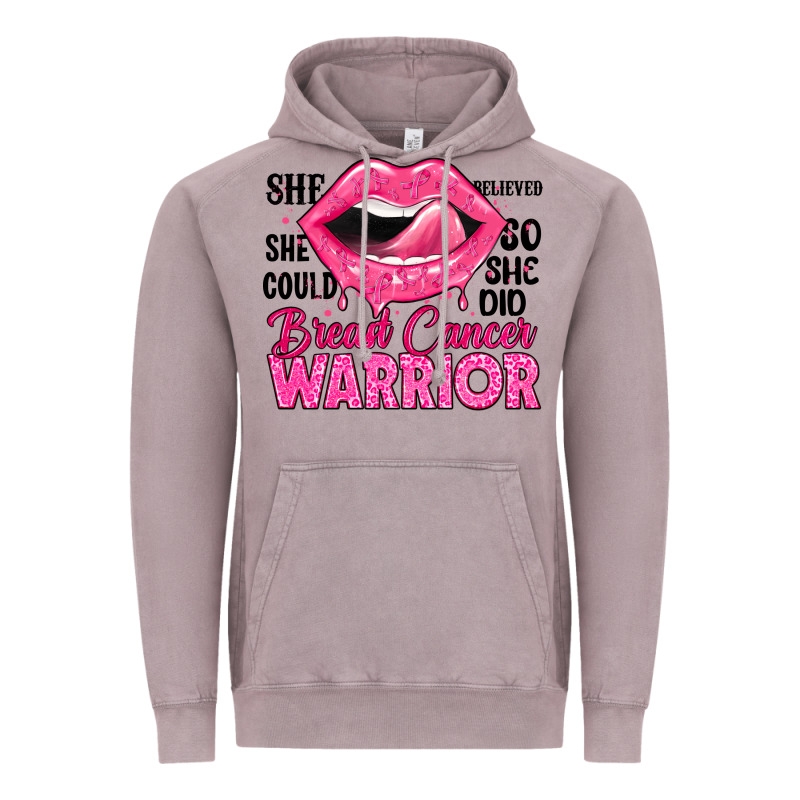 Breast Cancer Warrior Lips Vintage Hoodie by JahusDesignShop | Teevron