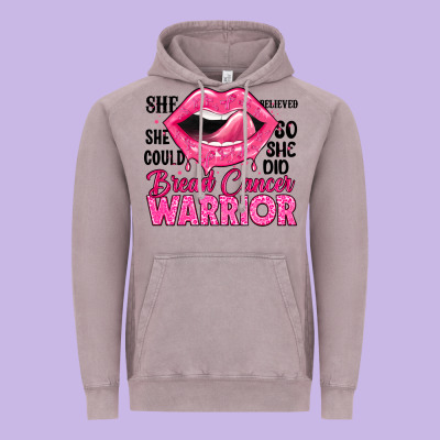 Breast Cancer Warrior Lips Vintage Hoodie Designed By Jahusdesignshop