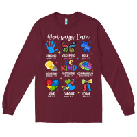 Burgundy god says i am autism Long Sleeve Tee - JahusDesignShop