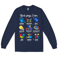 Navy god says i am autism Long Sleeve Tee - JahusDesignShop