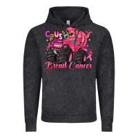 Vintage Black crush breast cancer monster truck with dinosaur Vintage Hoodie - JahusDesignShop