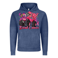 Vintage Denim crush breast cancer monster truck with dinosaur Vintage Hoodie - JahusDesignShop